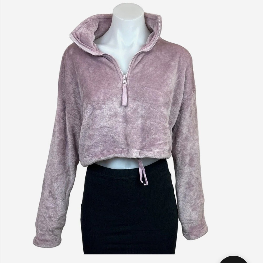 Urban Outfitters Purple Fleece Half‎ Zip Drawcord Hem Pullover size Small
